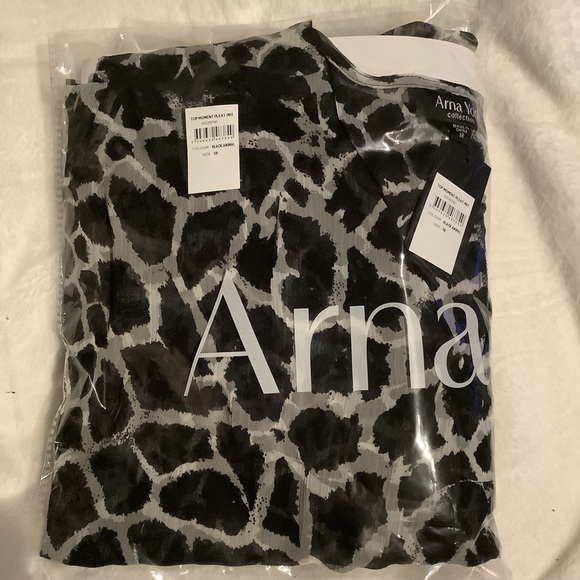 Arna YORK 18-28W Hi Lo Black Animal Print Moment Pleat Print Top Tunic V3.5 - Picture 5 of 6